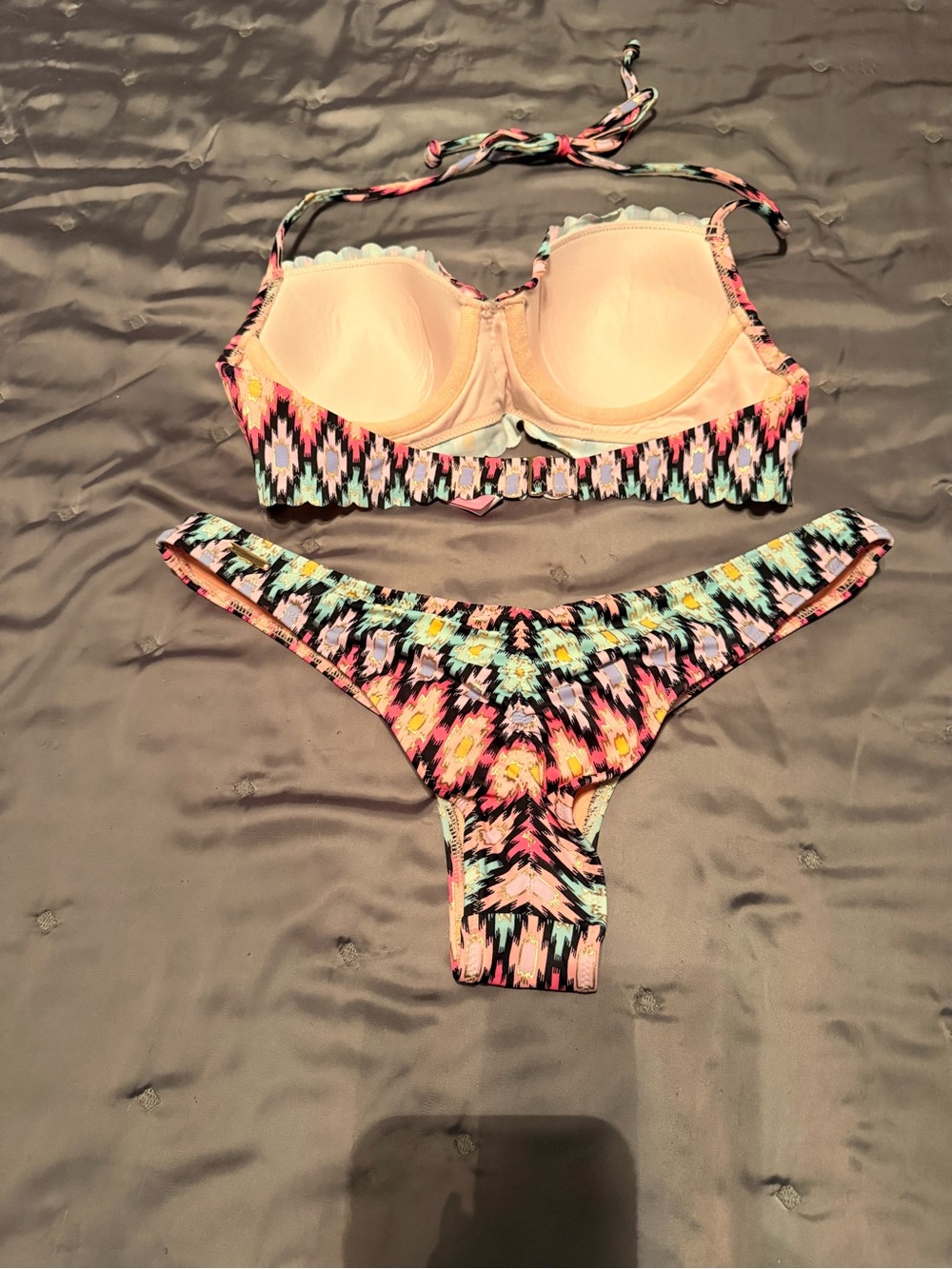 Victoria's Secret Pink, Turquoise & Yellow Ikat Bikini - Picture 3 of 3